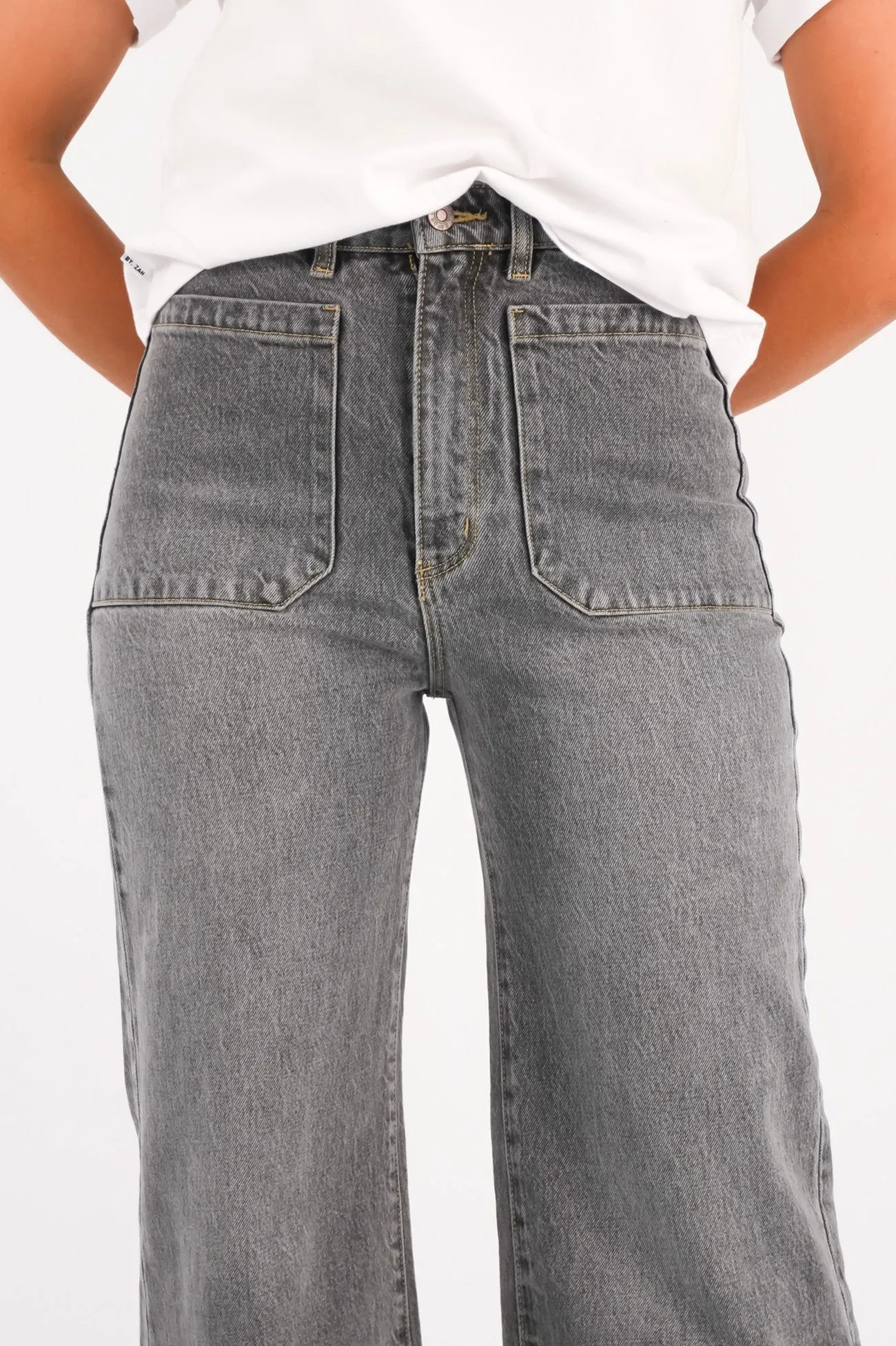 Unfaded Hemline Sailor Jean Black Stone