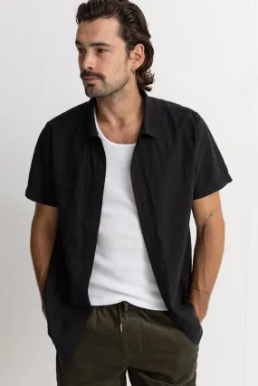 High-End Fashion Classic Linen Short Sleeve Shirt Black