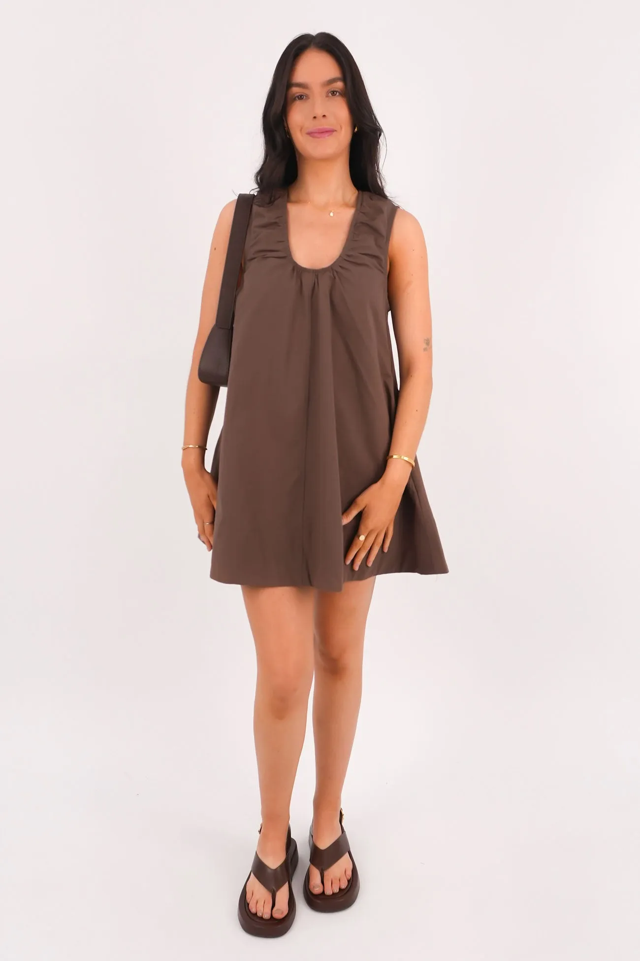 Zahni Mini Dress Brown Luxe style Professional Look
