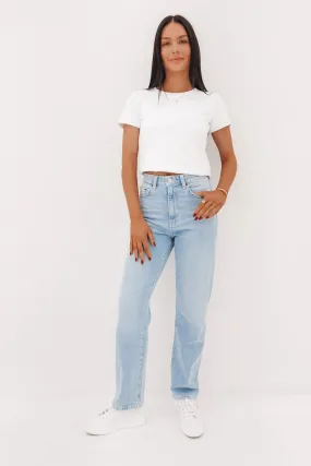 Nature Lover Gym Ready Music Event Hi Straight Jean Faded Blue
