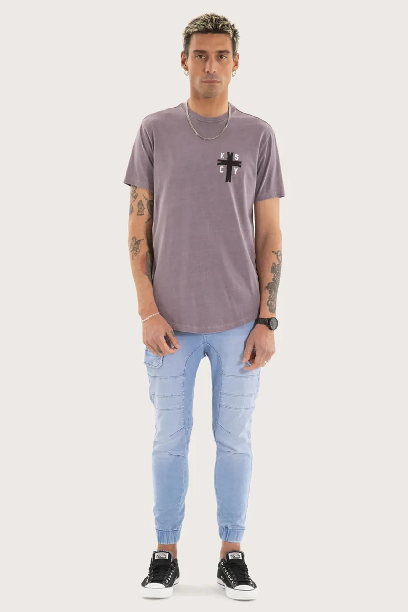 All-Season Comfort Wear Trendy Apparel Decay Dual Curved Tee Pigment Grey Ridge