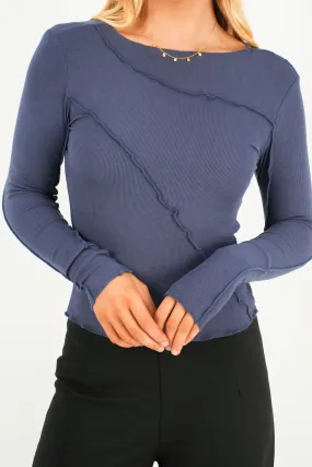 Loose Workplace Use Eleni Long Sleeve Top Navy