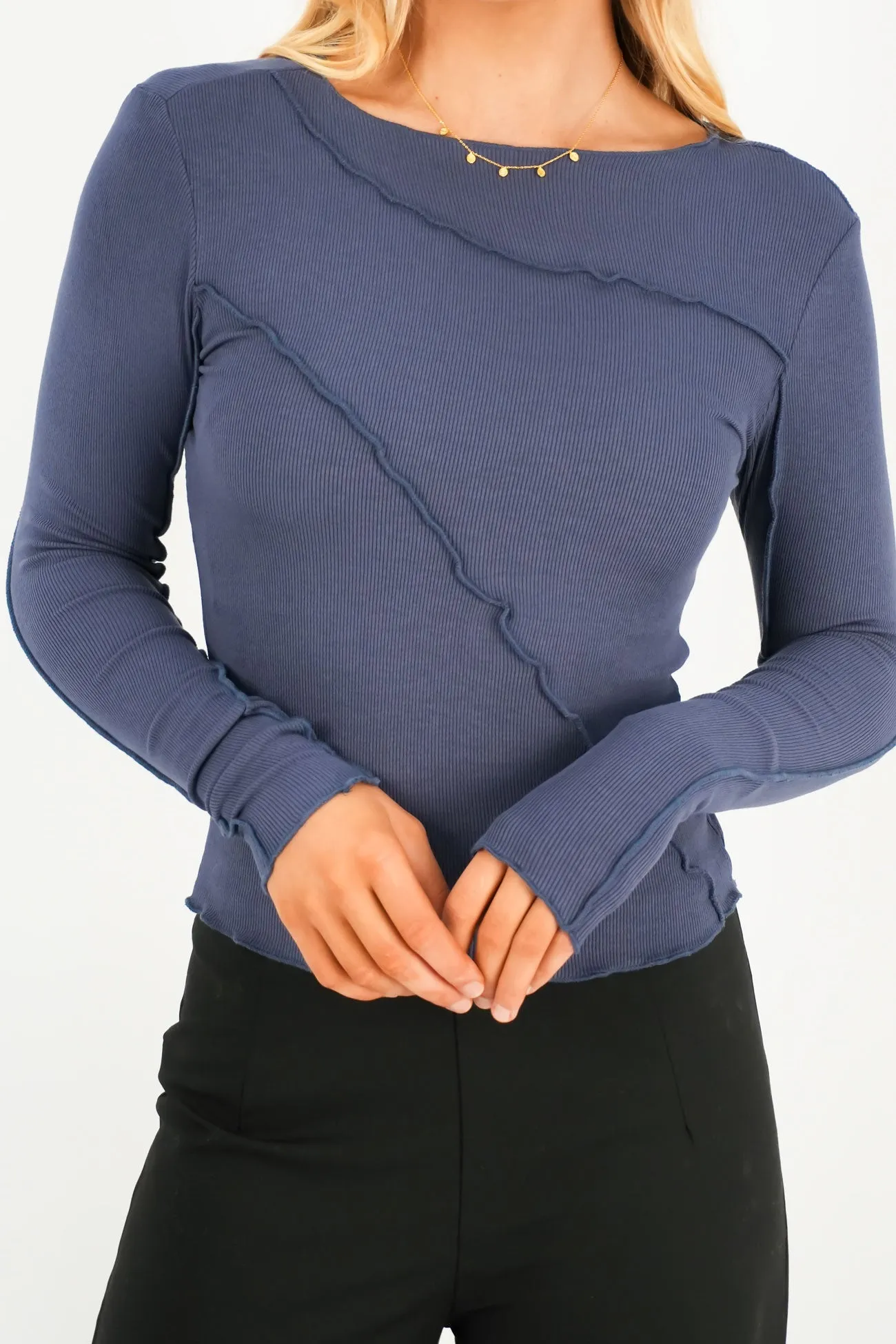 Loose Workplace Use Eleni Long Sleeve Top Navy