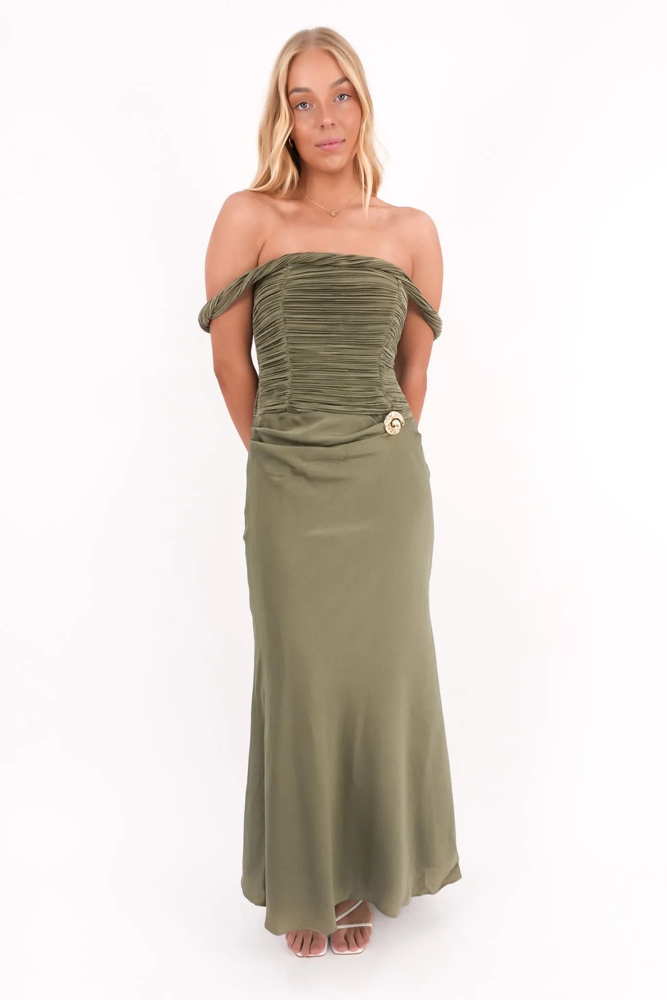 Hook-And-Eye Carey Maxi Dress Khaki