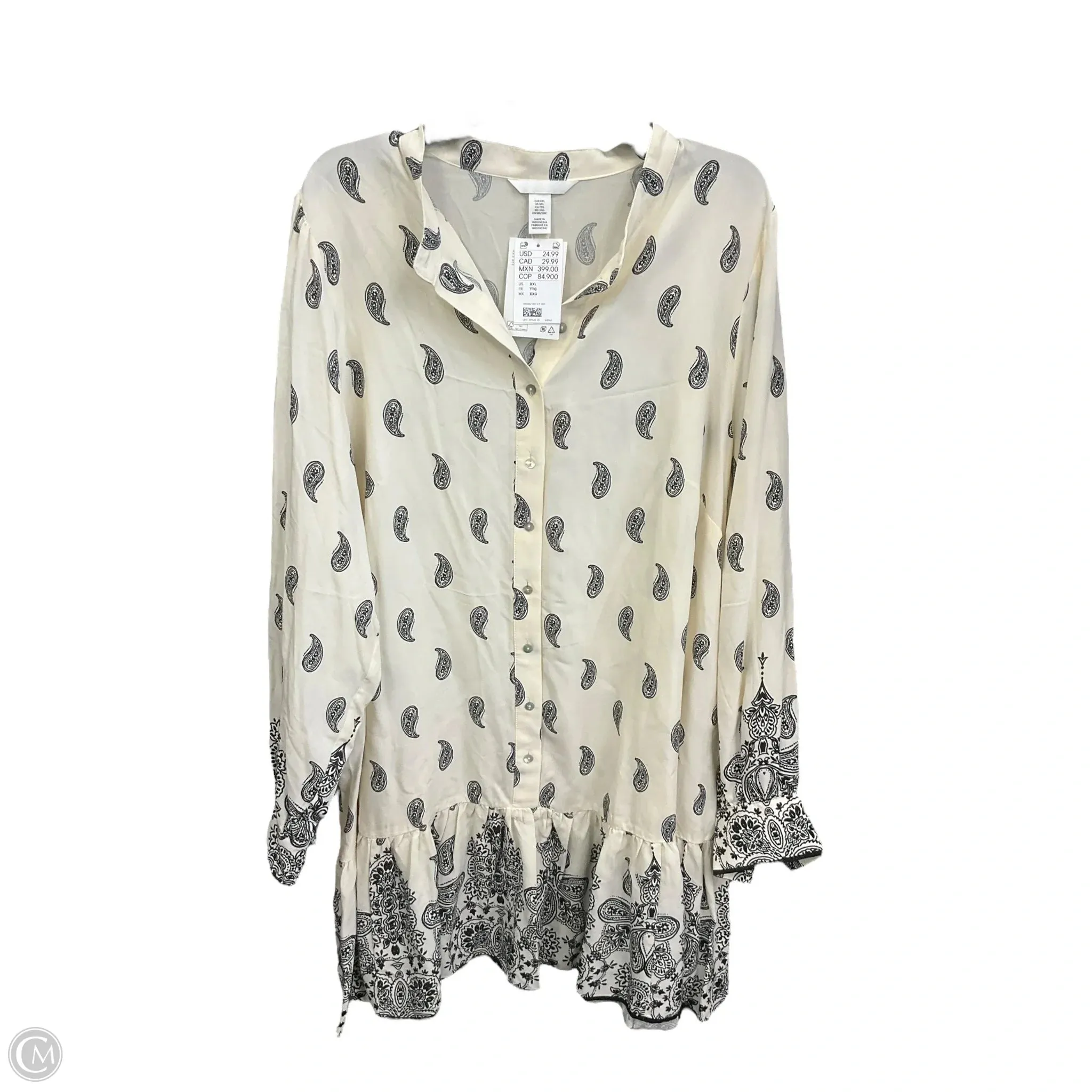 Dress Casual Midi By H&m In Black & Cream, Size: Xxl Polished office dress