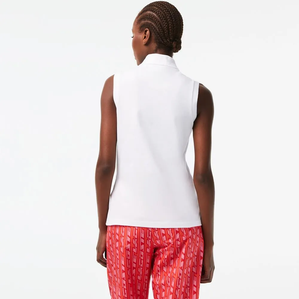 Fashionable Look Lacoste Women's Sleeveless Cotton Pique Polo - White water - resistant Steam Safe