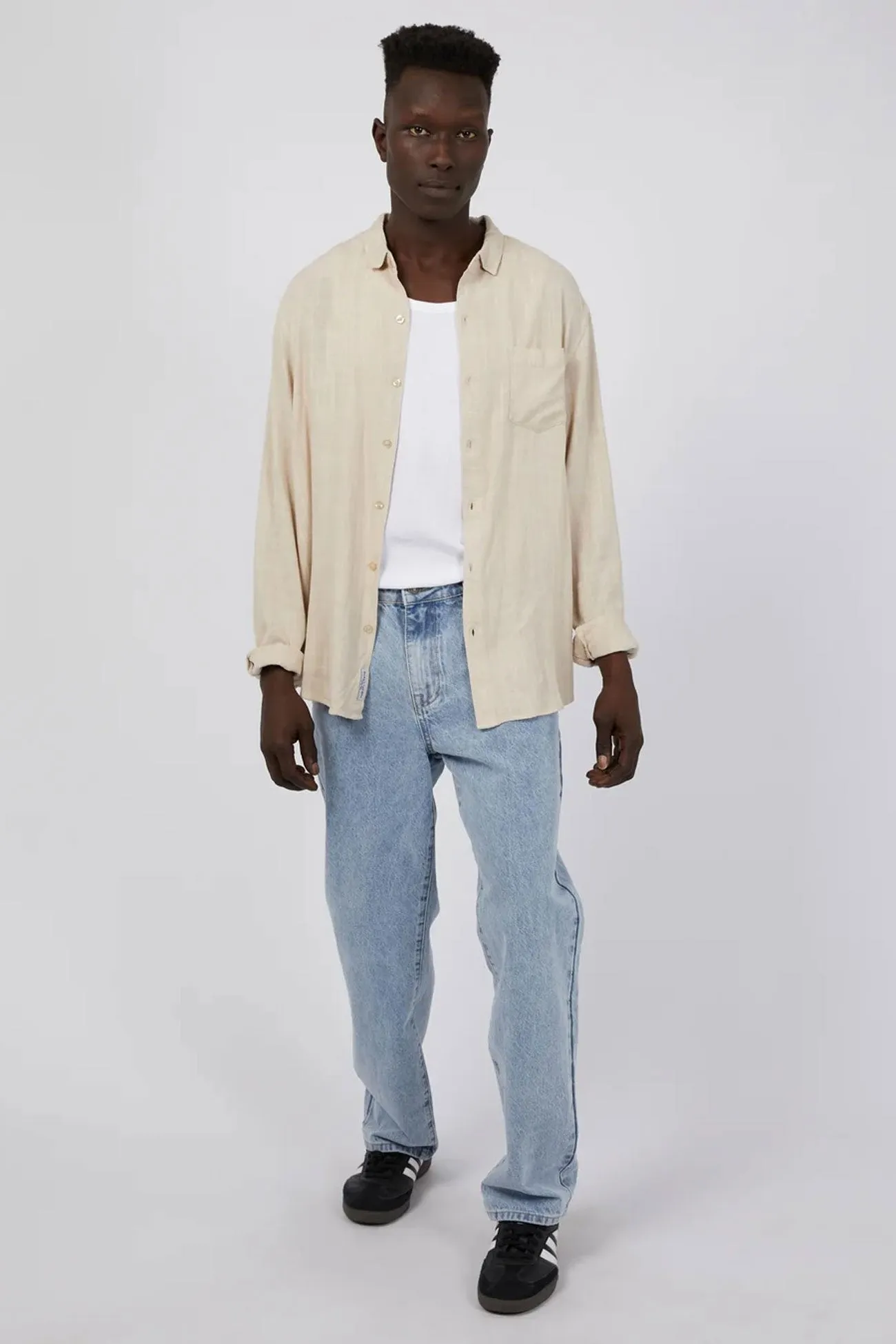 No Bulk Layering System Customizable Option Mason Linen Shirt Natural