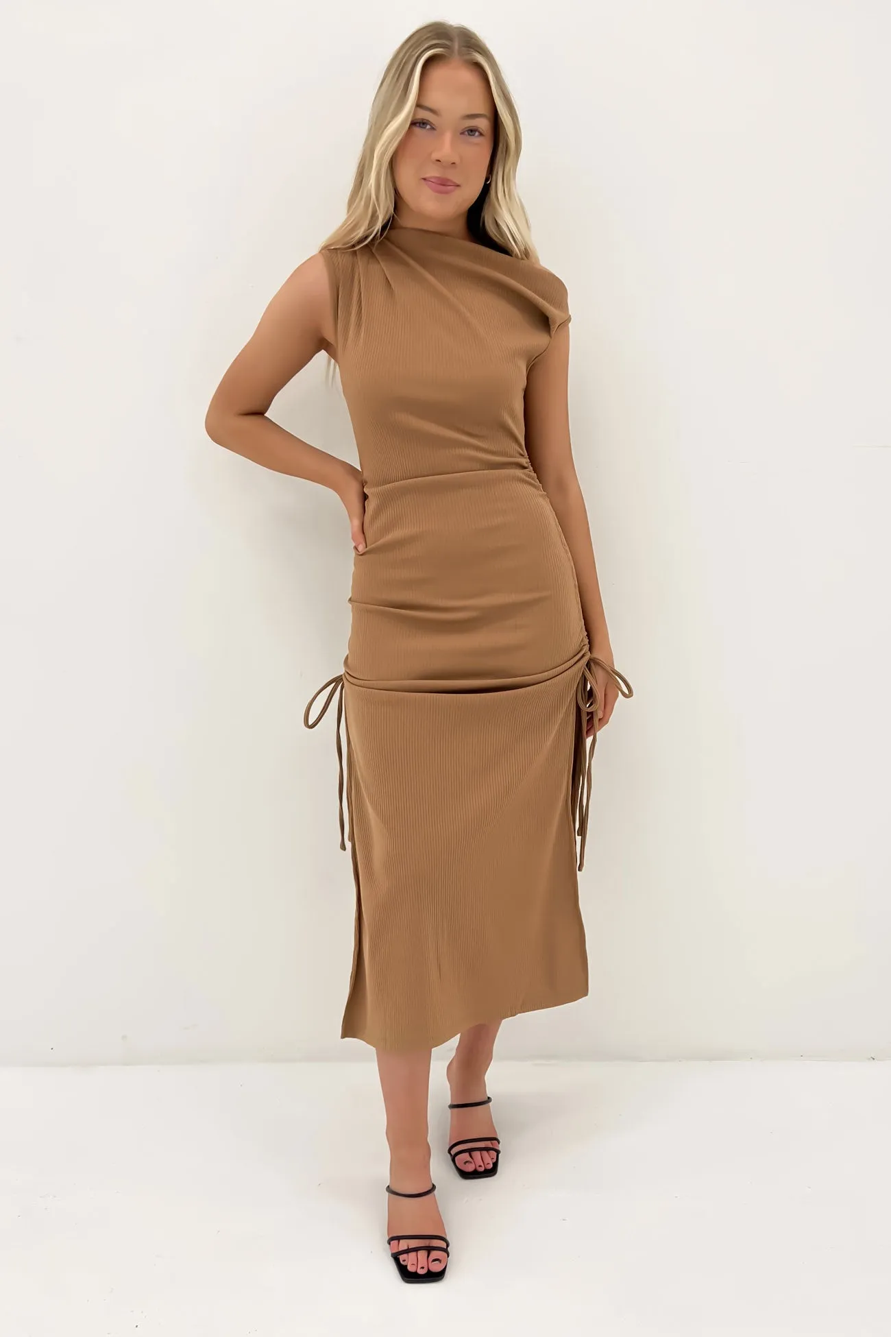 Weekend Style Soft Composition Jayden Ribbed Maxi Dress Latte