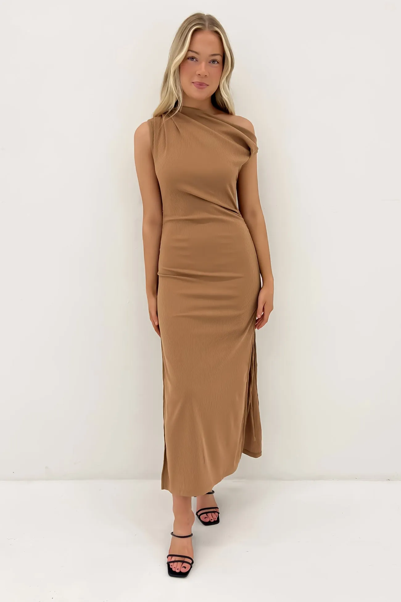 Jayden Ribbed Maxi Dress Latte Evening-Wear