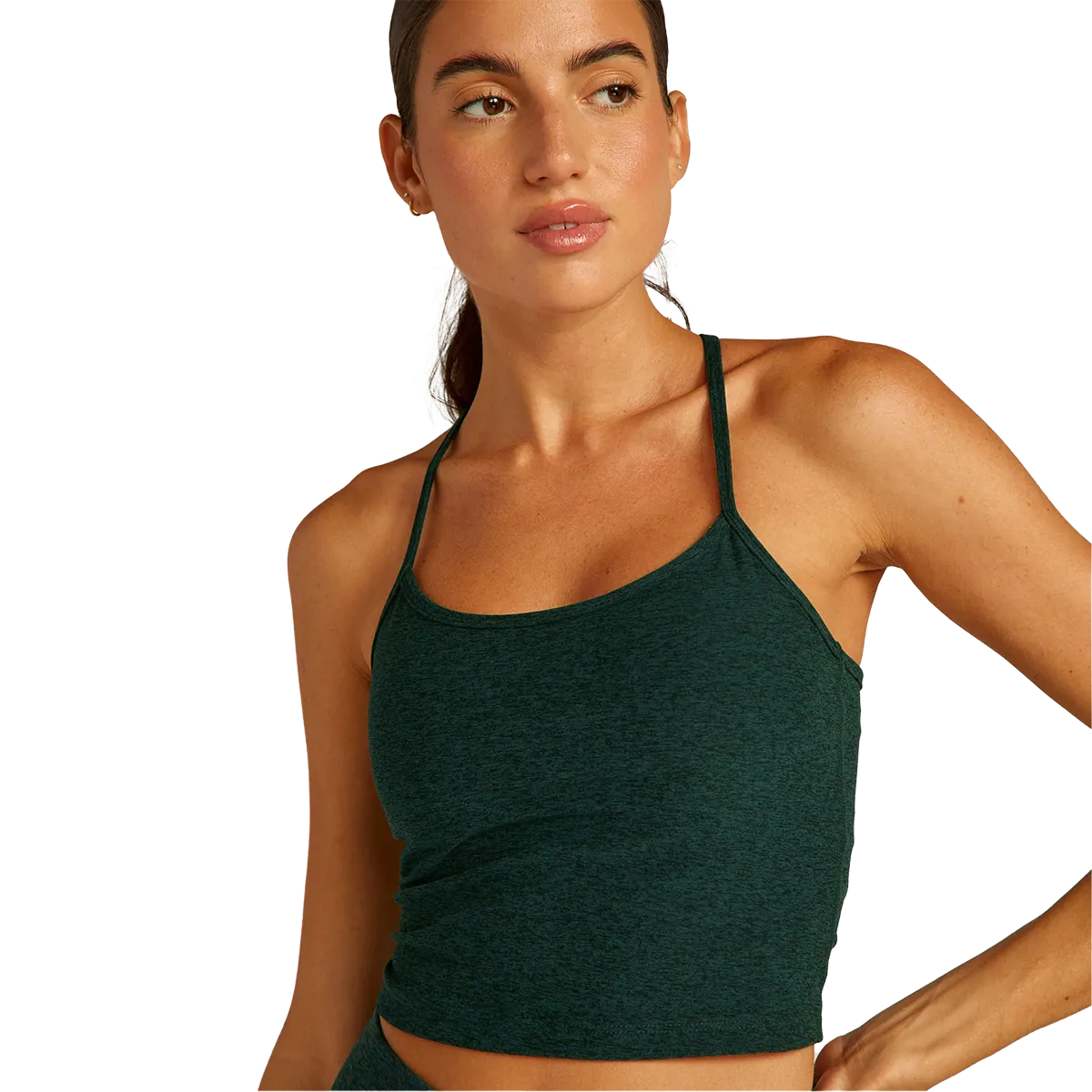 Women's Spacedye Slim Racerback Cropped Tank Contrast Stitch Detail