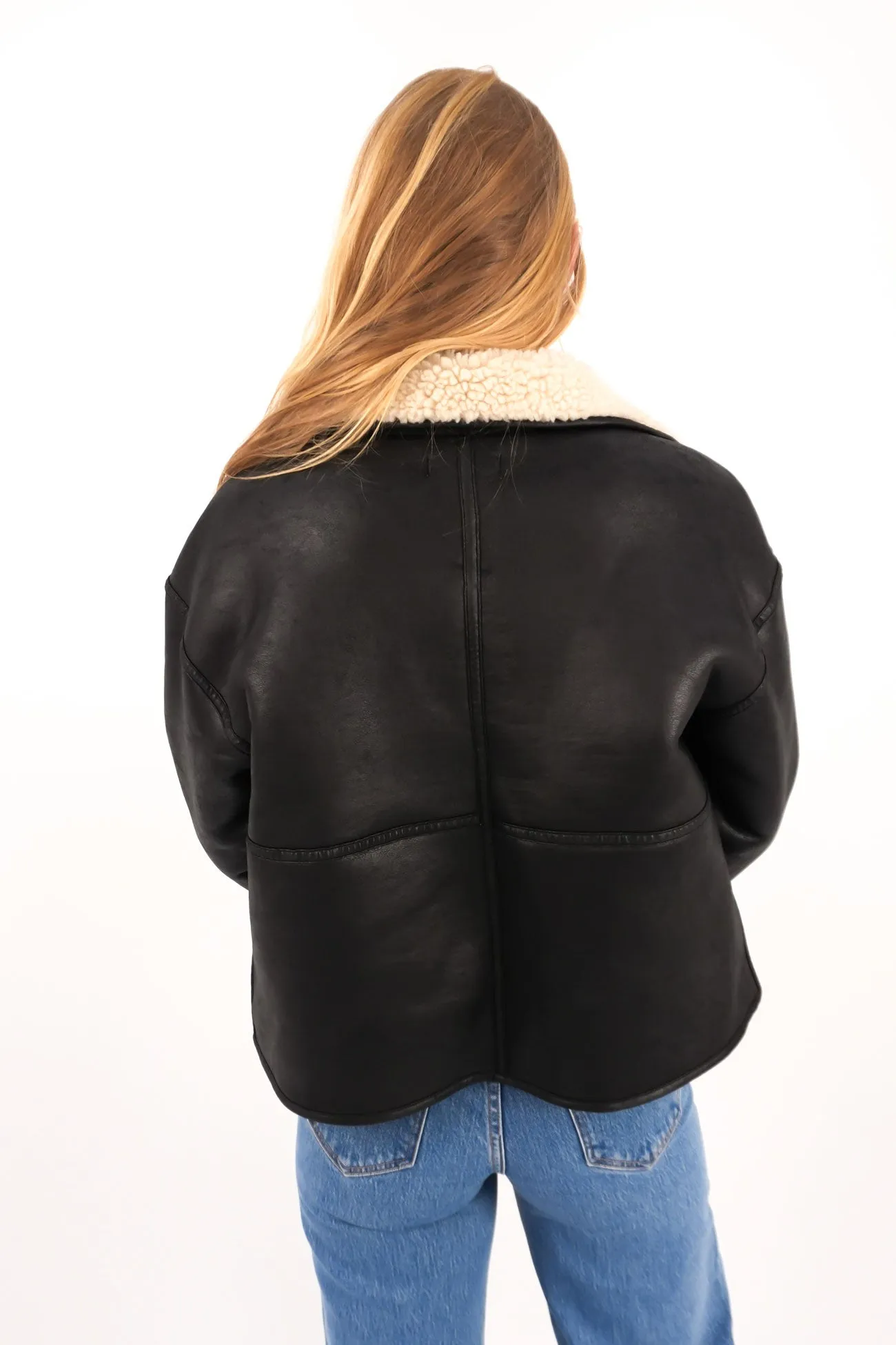 Faux Shearling Jacket Black Luxury Appeal