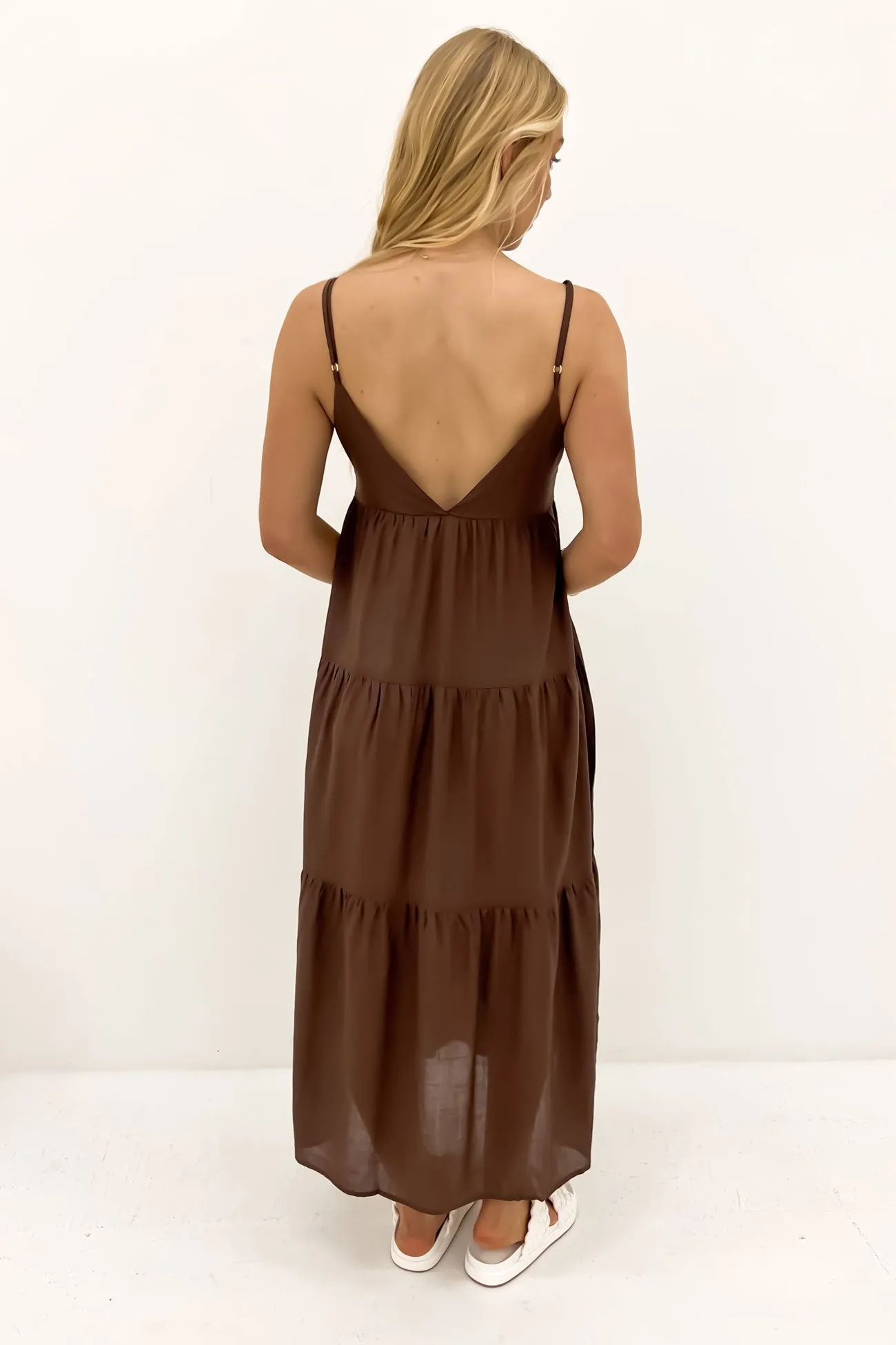 Classic Tiered Midi Dress Chocolate Magic Day