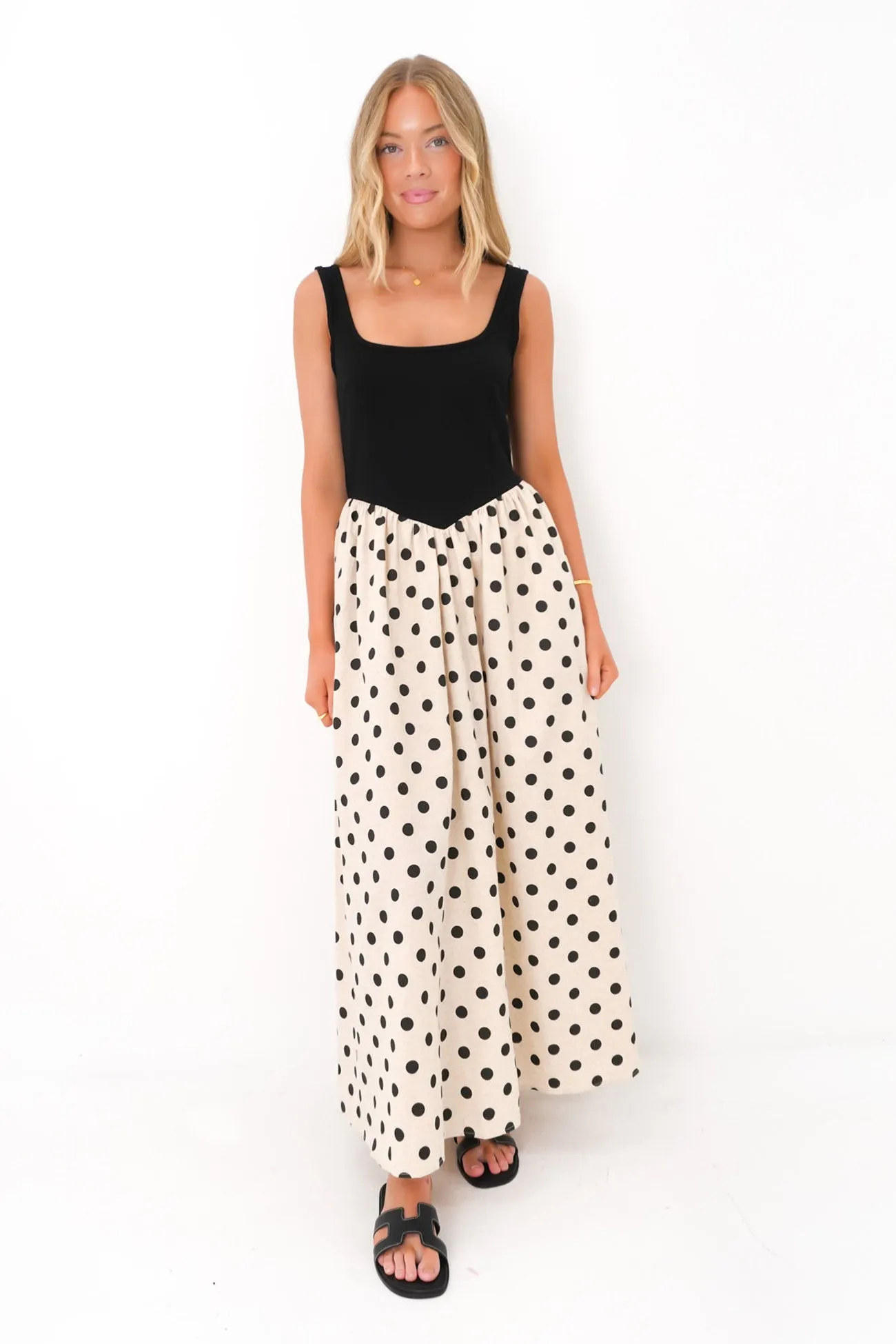 Fernley Maxi Dress Black Oat Dot Modern Movement