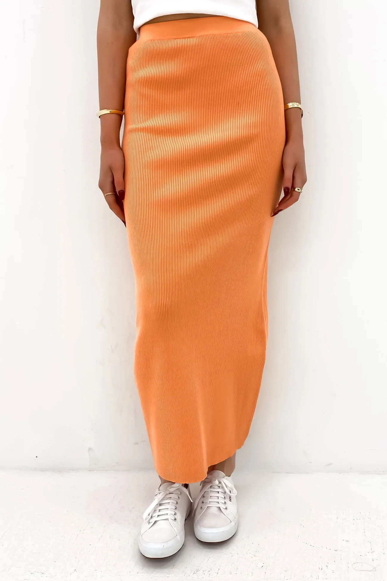 light colors Henley Knit Skirt Orange