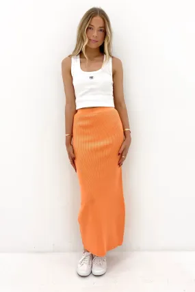 Organic Cotton Henley Knit Skirt Orange