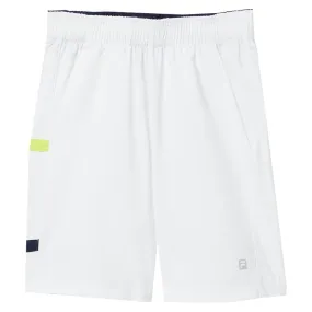 Fila Boys Core Shorts - White/Navy Double-Layered Stain-Resistant