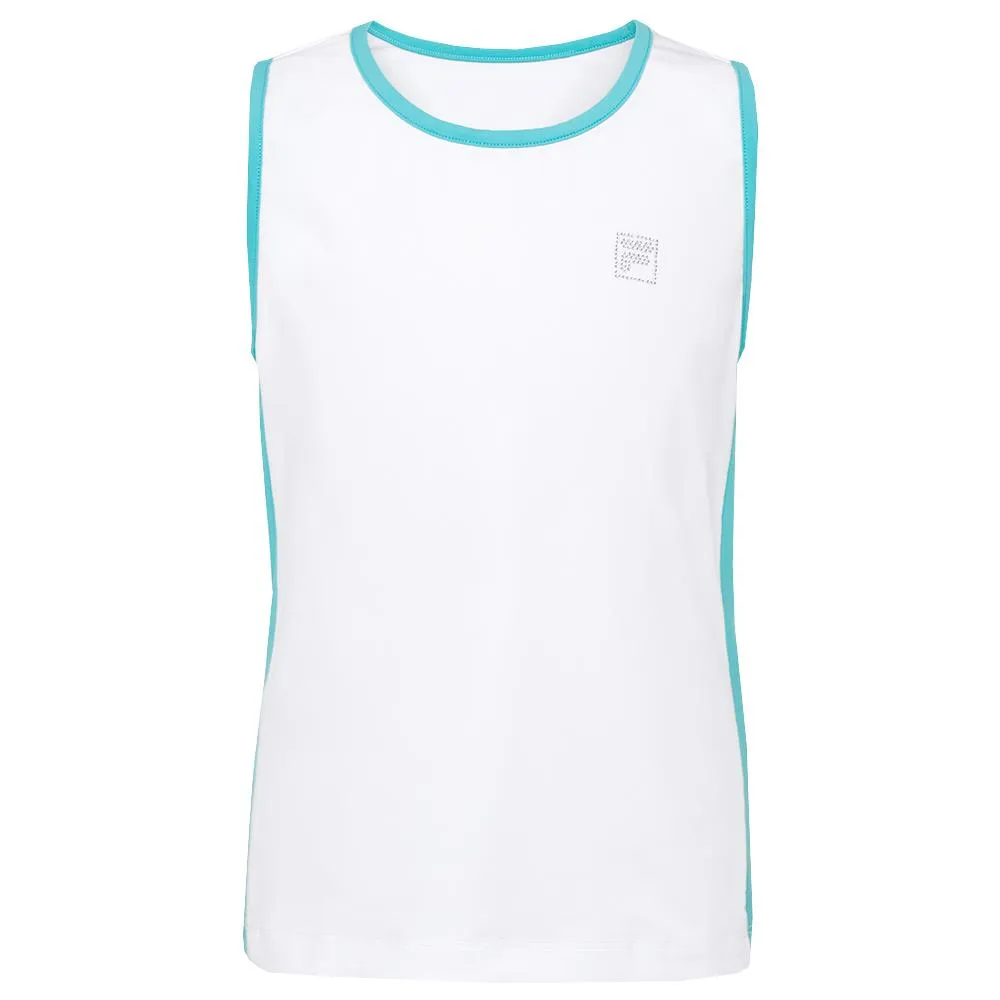 Fila Girls Full Coverage Tank - White/Blue Radiance Shape-retaining