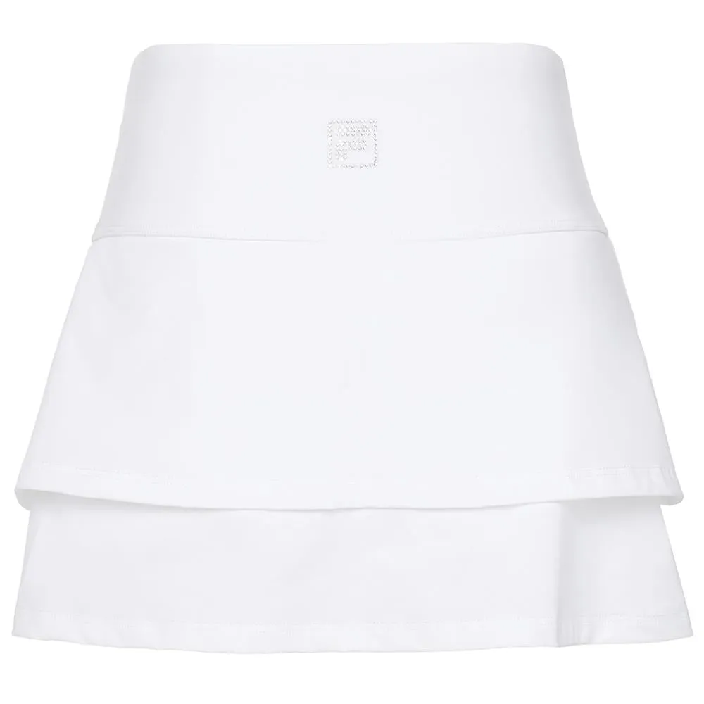 Fila Girls Ruffle Skort - White Checked Pattern Metallic accents