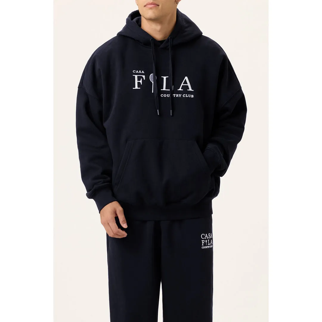 Fila Men's Country Club Hoodie - Fila Navy Comfortable Collar Adjustable Hook-And-Eye