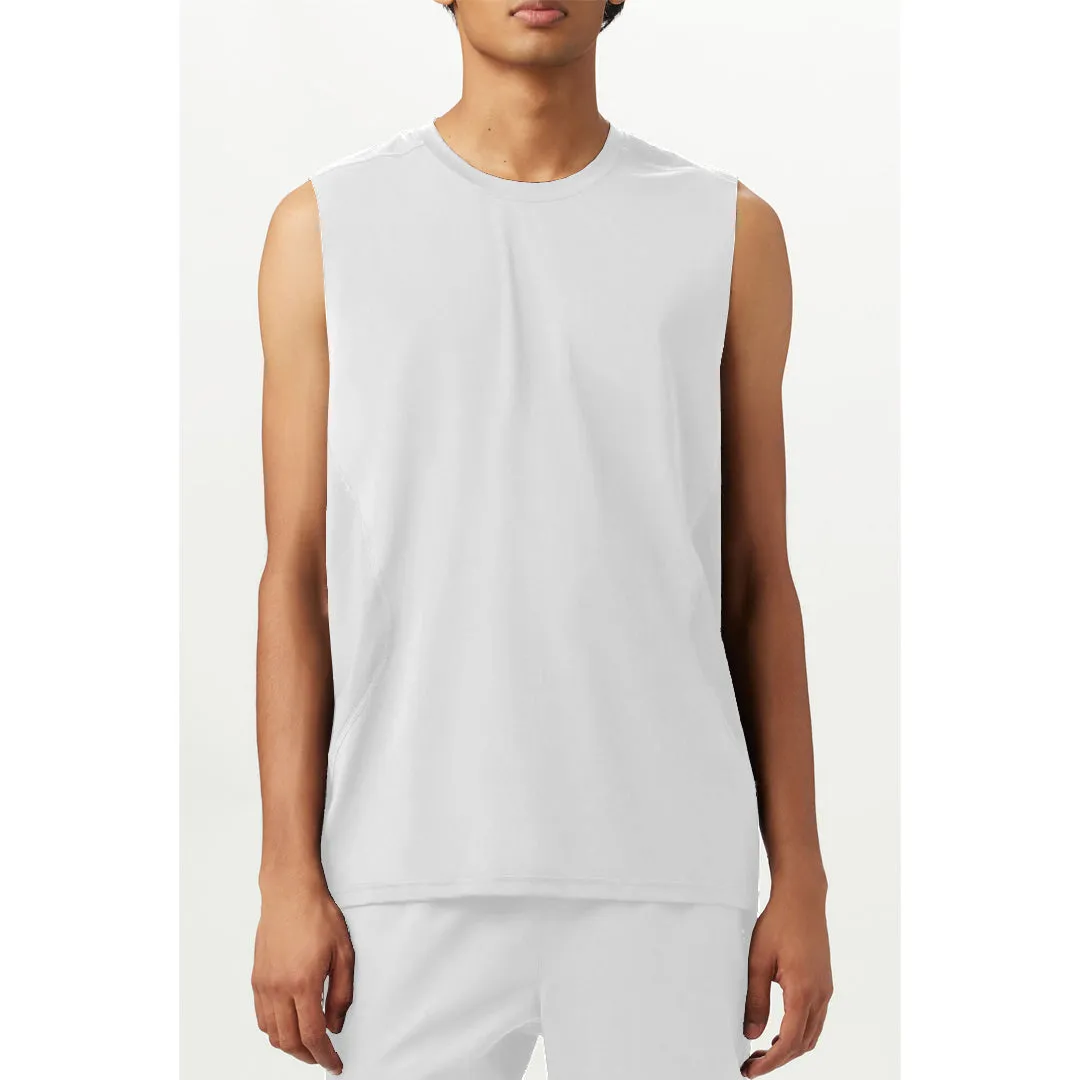 PrecisionTailoring Convertible Style Fila Men's Essentials Short Sleeve Tank - White FlexibleJointDesign