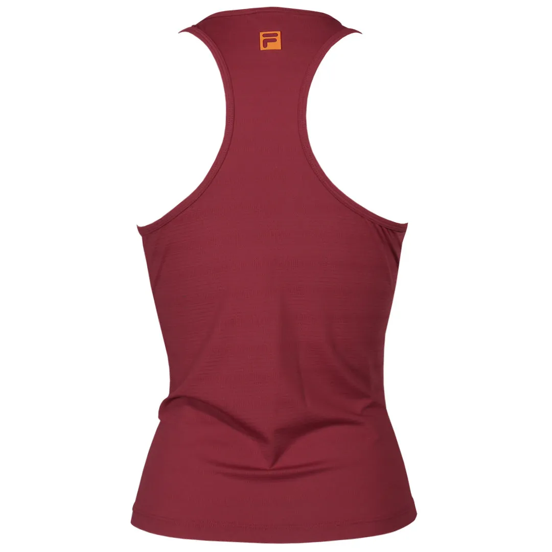 Sharp Edge Stretch Ease Fila Women's Challenger Mesh Tank - Tibetan Red NonChafingSeams