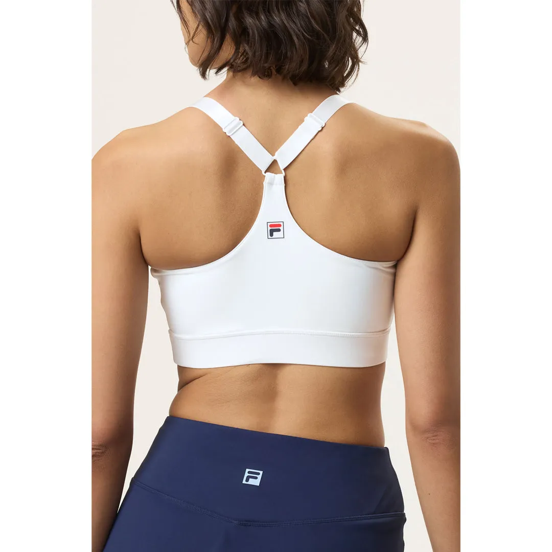 Fila Women's Medium Support Adjustable Strap Bra - White EcoFriendly Textile Utility Mode MinimalistStyle