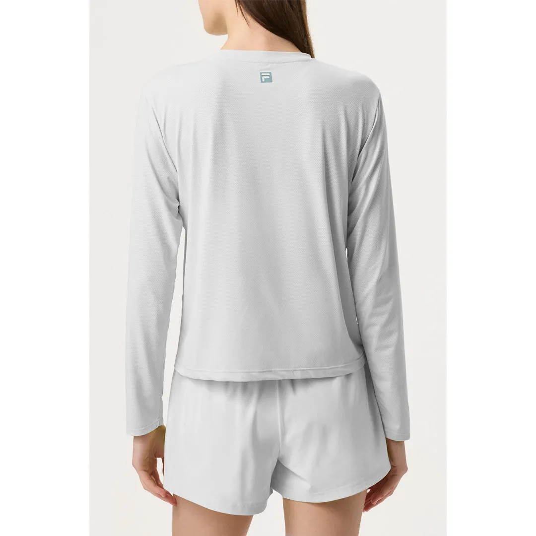 Conscious Fit Ventilated Back Panels Fila Women's Volley Core Longsleeve Top - White Soft Balance