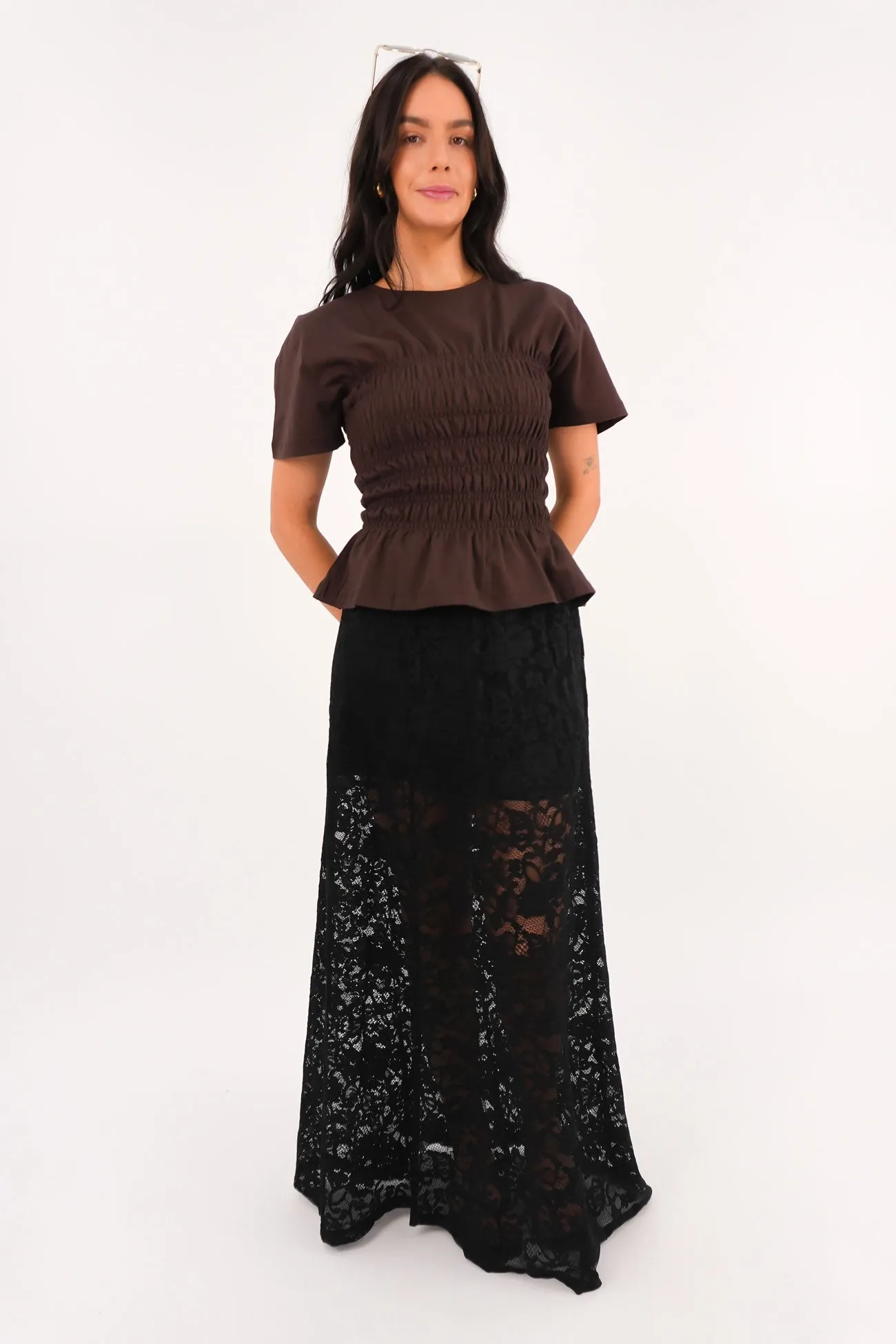 Lined interior Side Pockets Finch Maxi Skirt Black