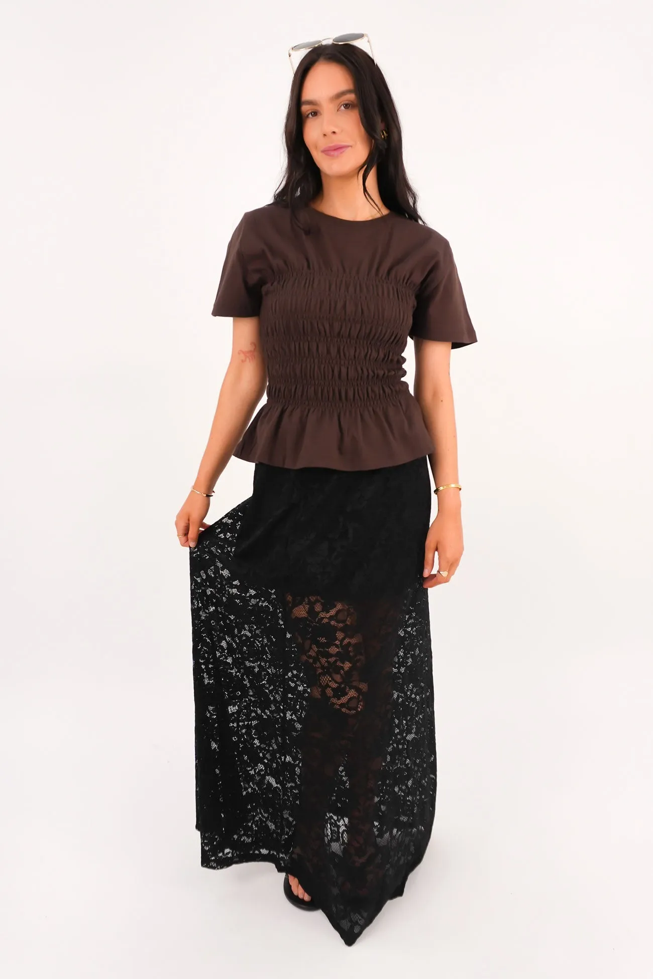 Hand Painted Finch Maxi Skirt Black