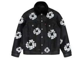 Handmade Easy to Wear Denim Tears X Levi'S Leather Cotton Wreath Type-3 Jacket Black Denim
