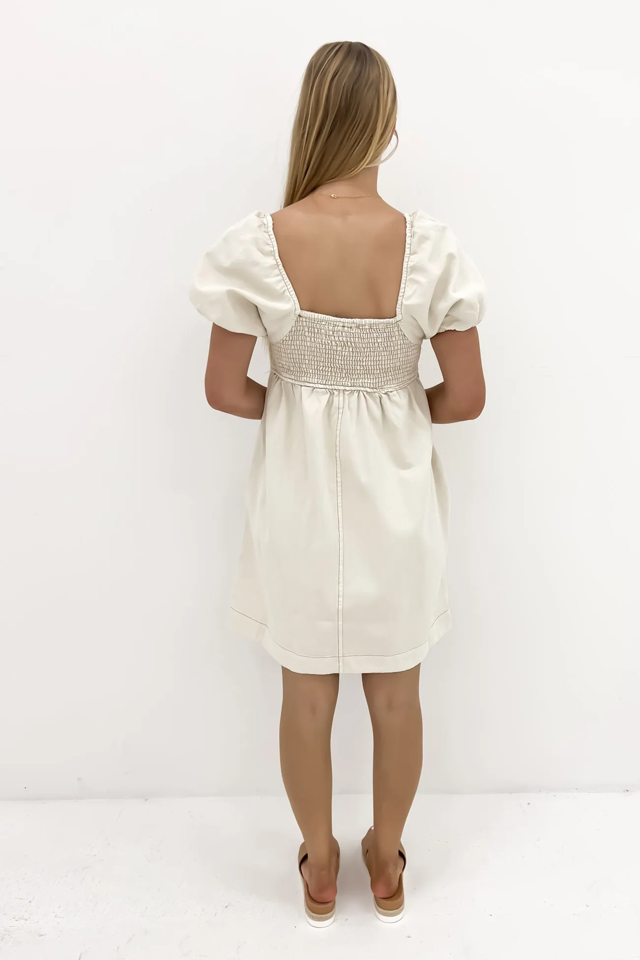 Jade Dress Ecru Korean Mood