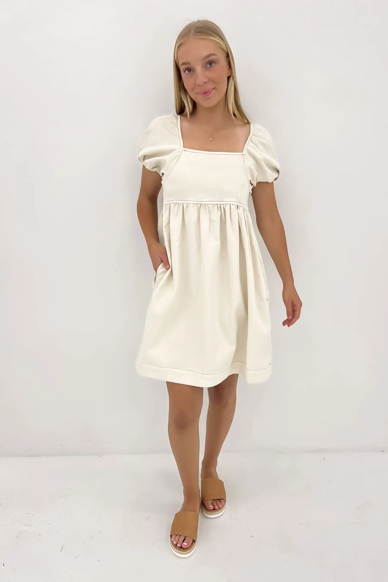Jade Dress Ecru Long Lines
