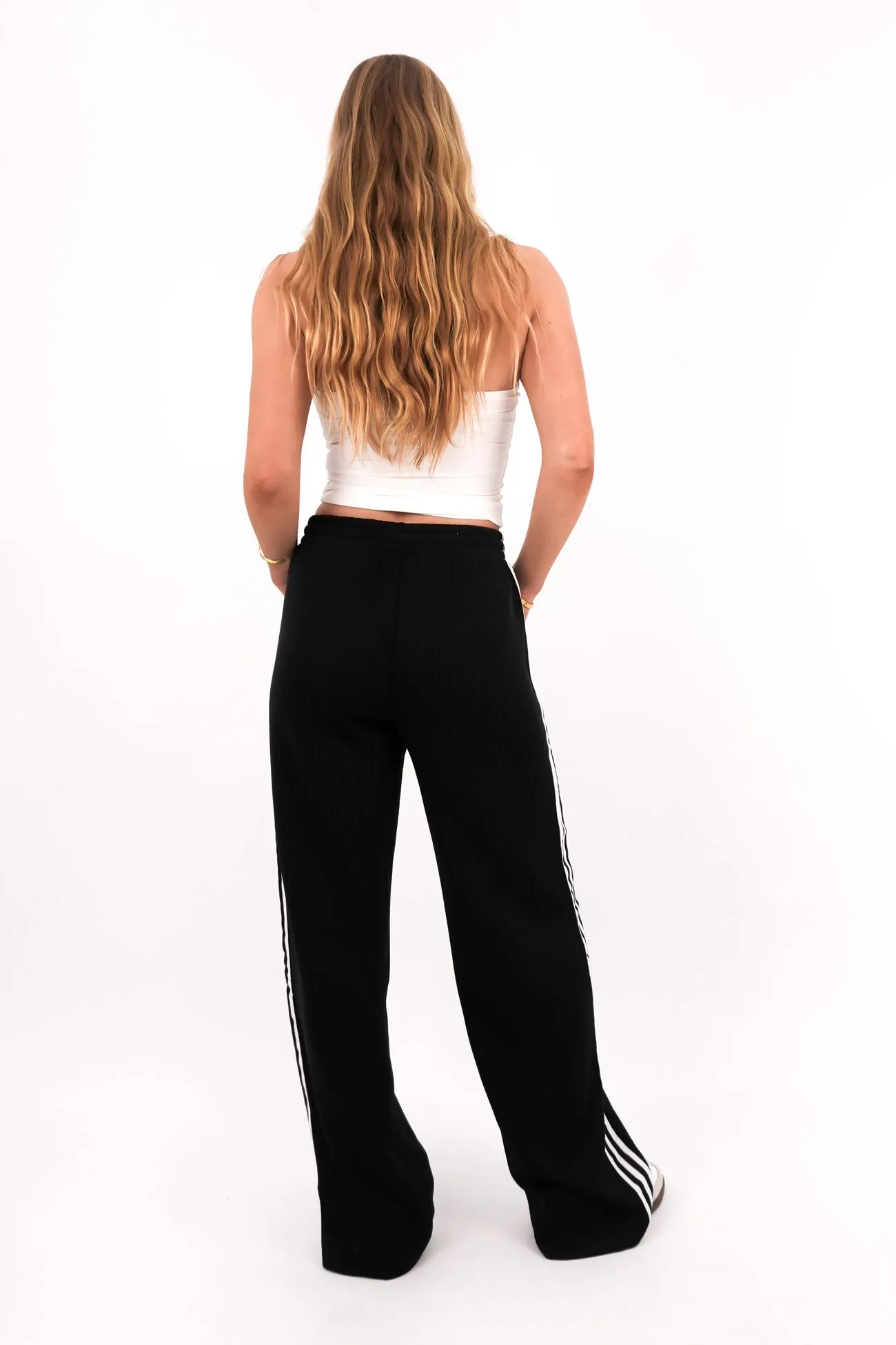 Flexible Knee Panels Firebird Knit Trackpant Black White