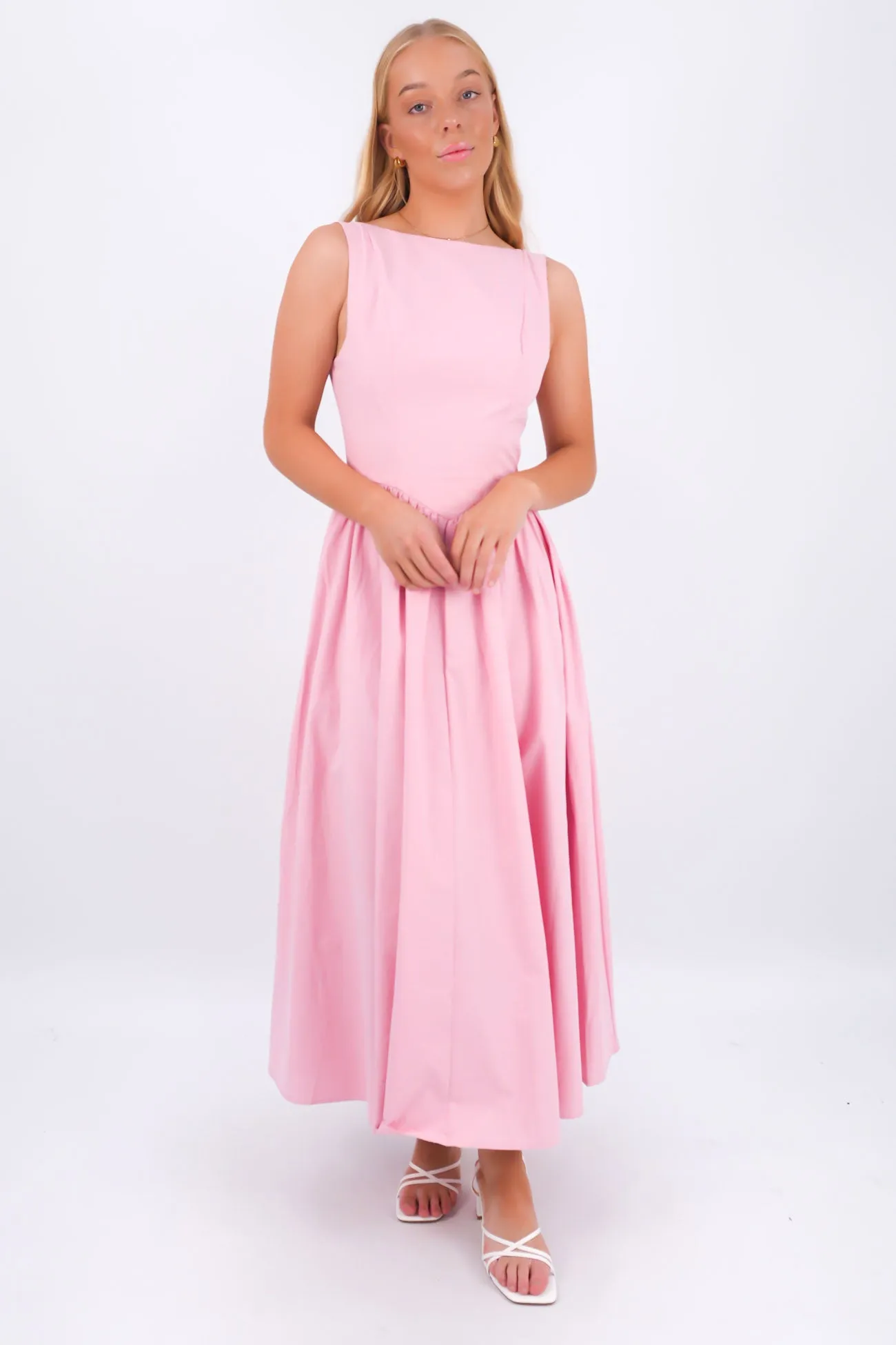 Maisie Maxi Dress Pink Edgy-Look Winter Layer