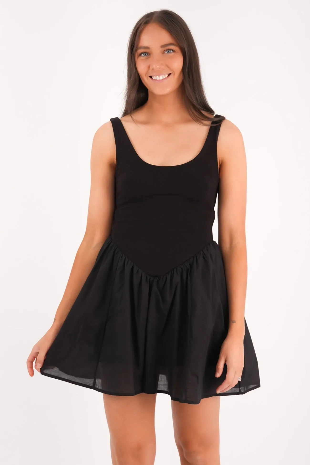 Regent Mini Dress Black Slim Touch Day Chic