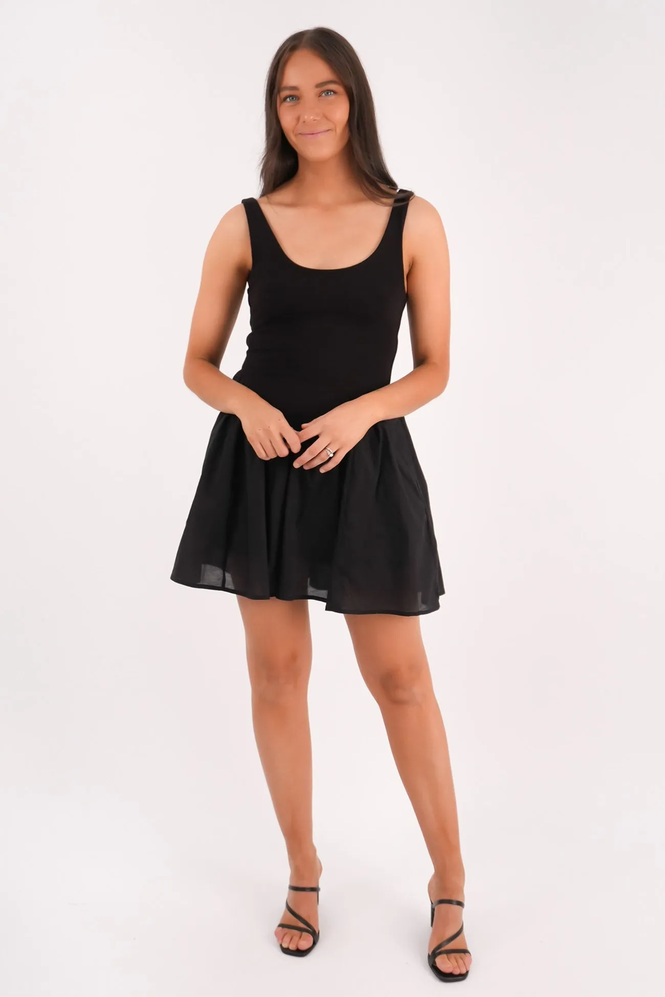 Fresh Stitch Pearl-Detail Regent Mini Dress Black