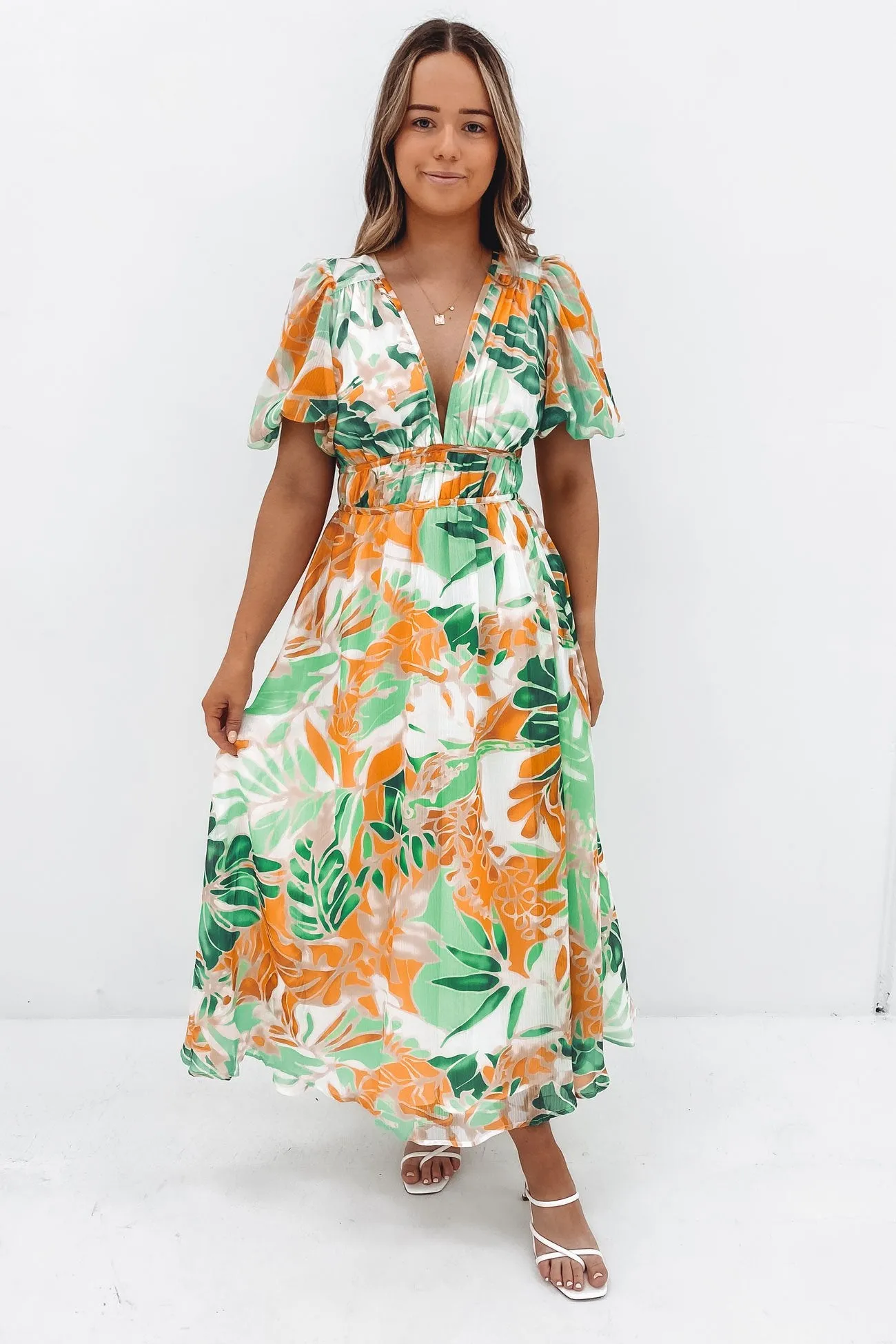 Fit Mood Marcus Midi Dress Green Miami Floral