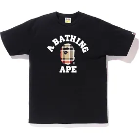 Bape Check College Tee Black/Beige Quality craftsmanship