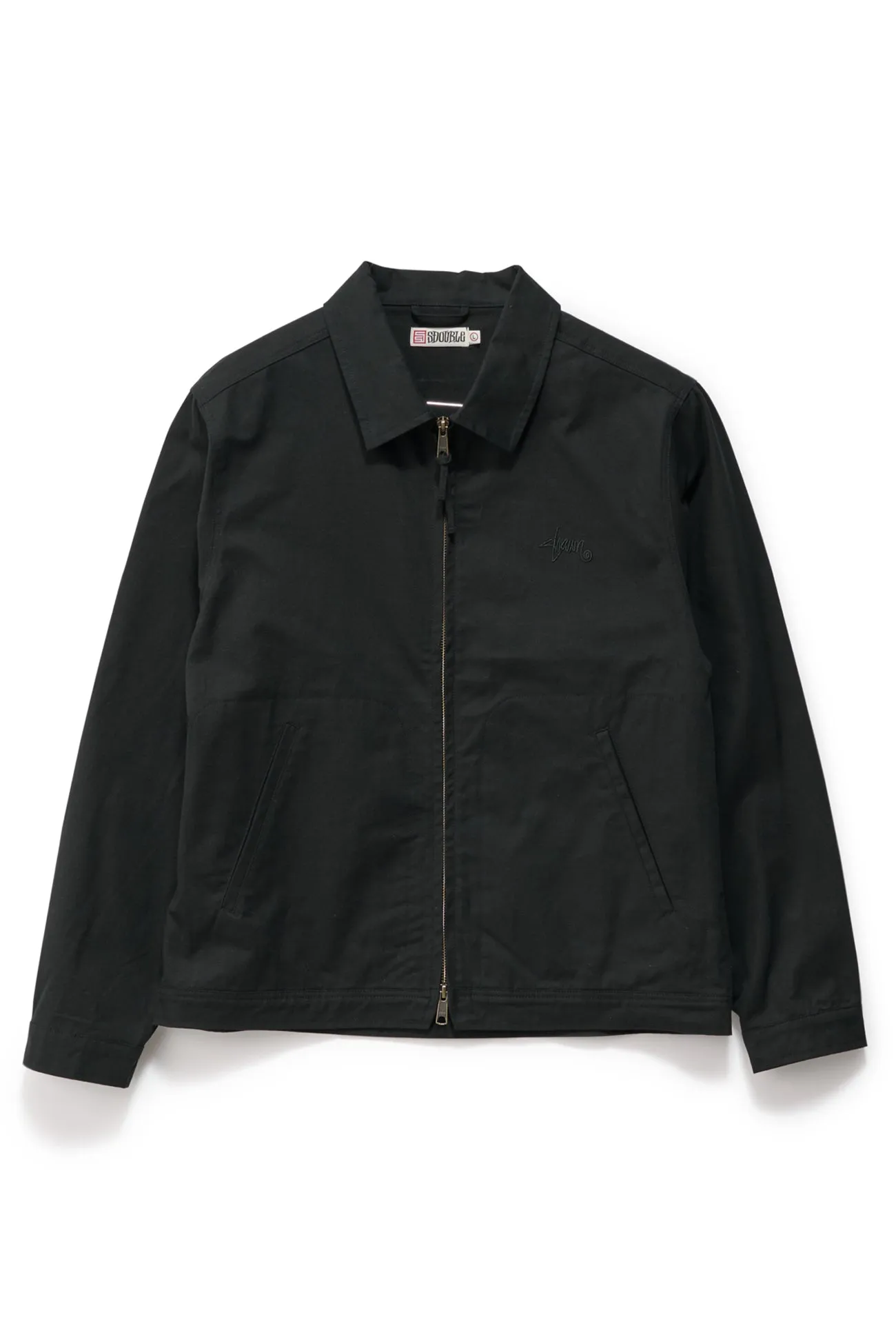 Unlined Canvas Zip Jacket Black Clean Outer Packable Construction