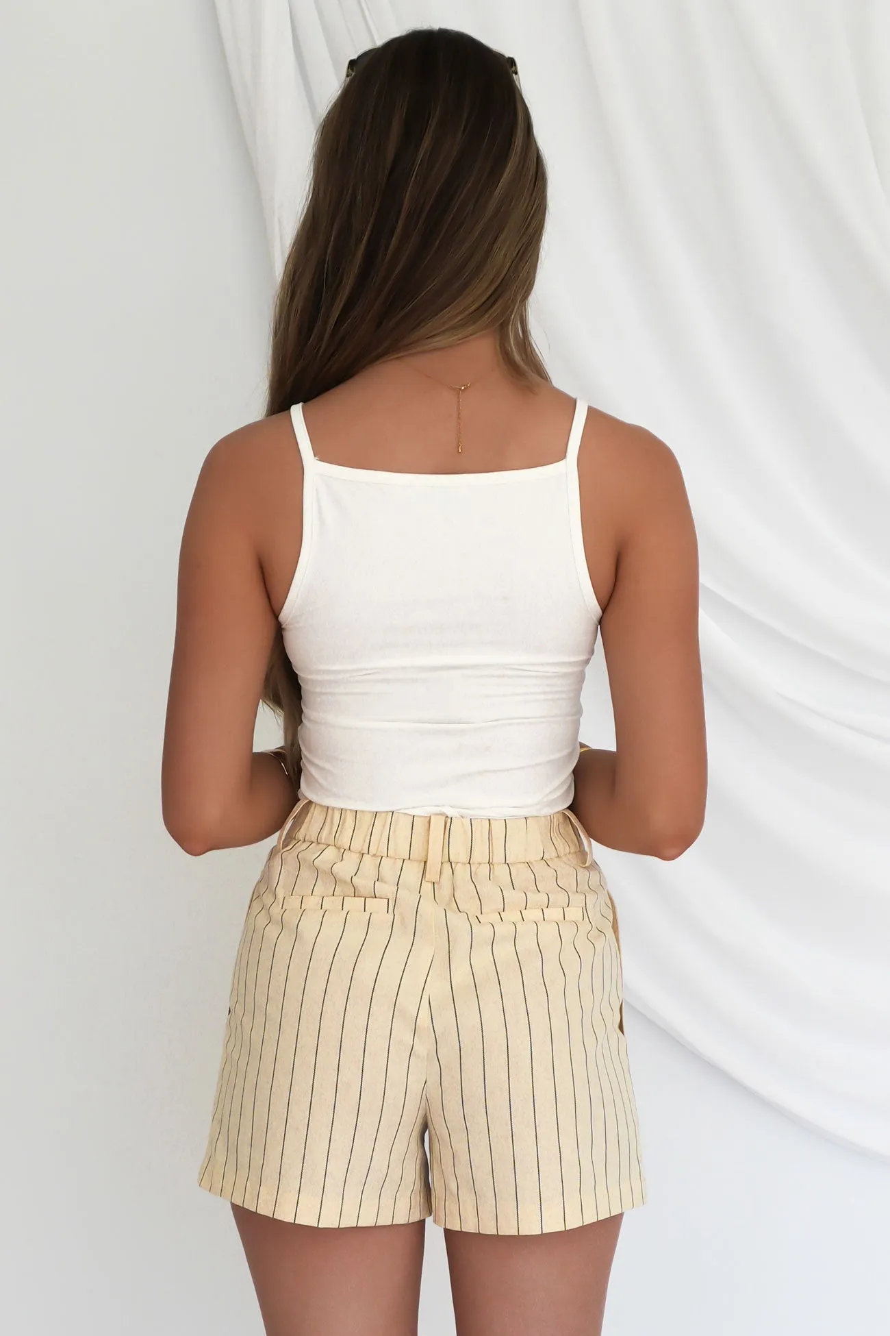 Youth fashion Reinforced Stitching Maddox Stripe Short Beige