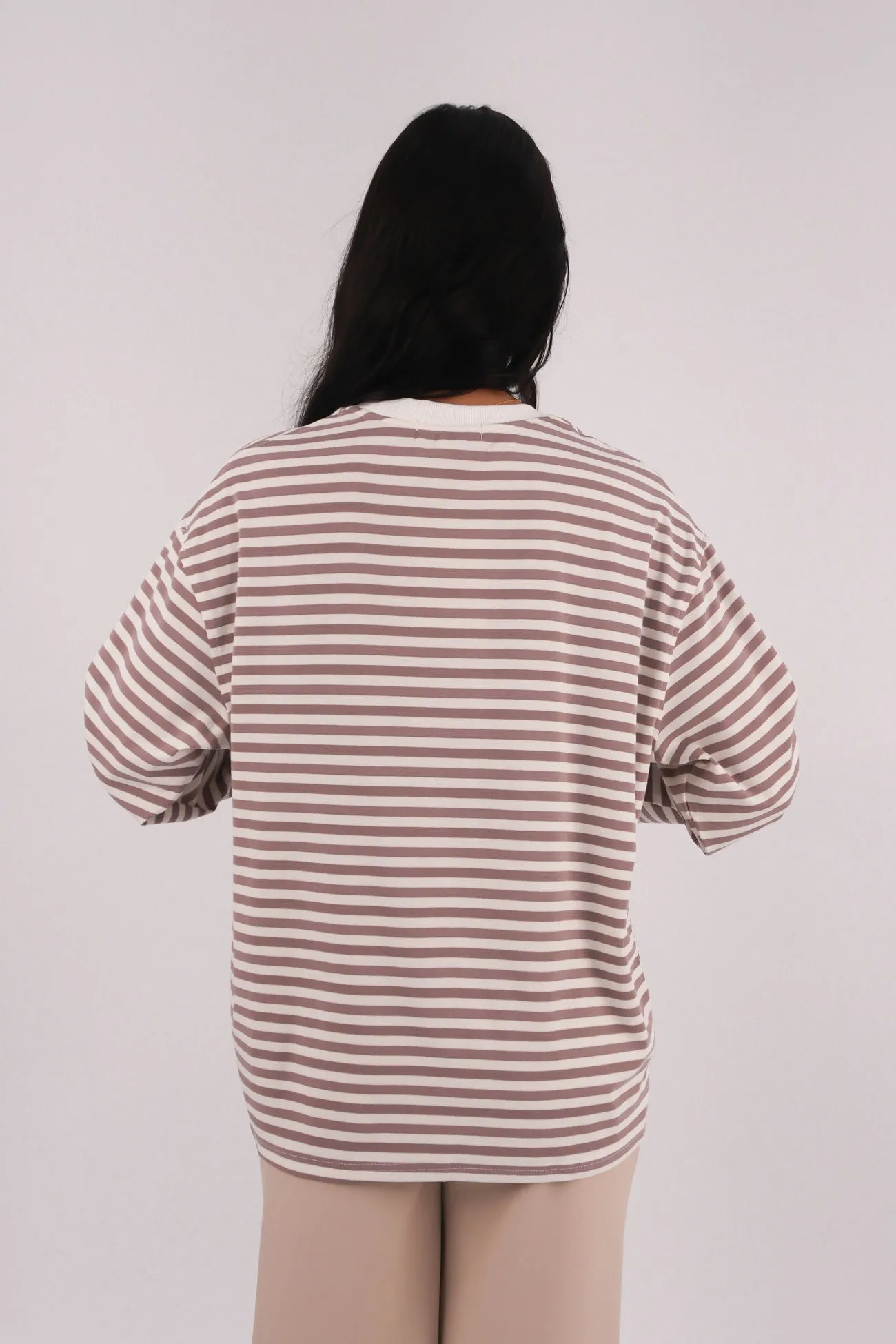 Wardrobe Arlow Long Sleeve Tee Brown Stripe