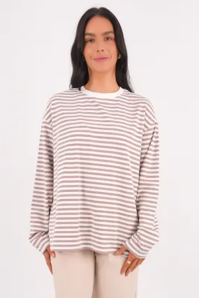 Outdoor Activity Arlow Long Sleeve Tee Brown Stripe