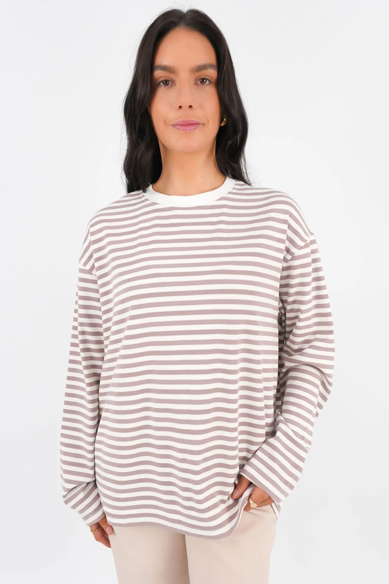 Photography Arlow Long Sleeve Tee Brown Stripe