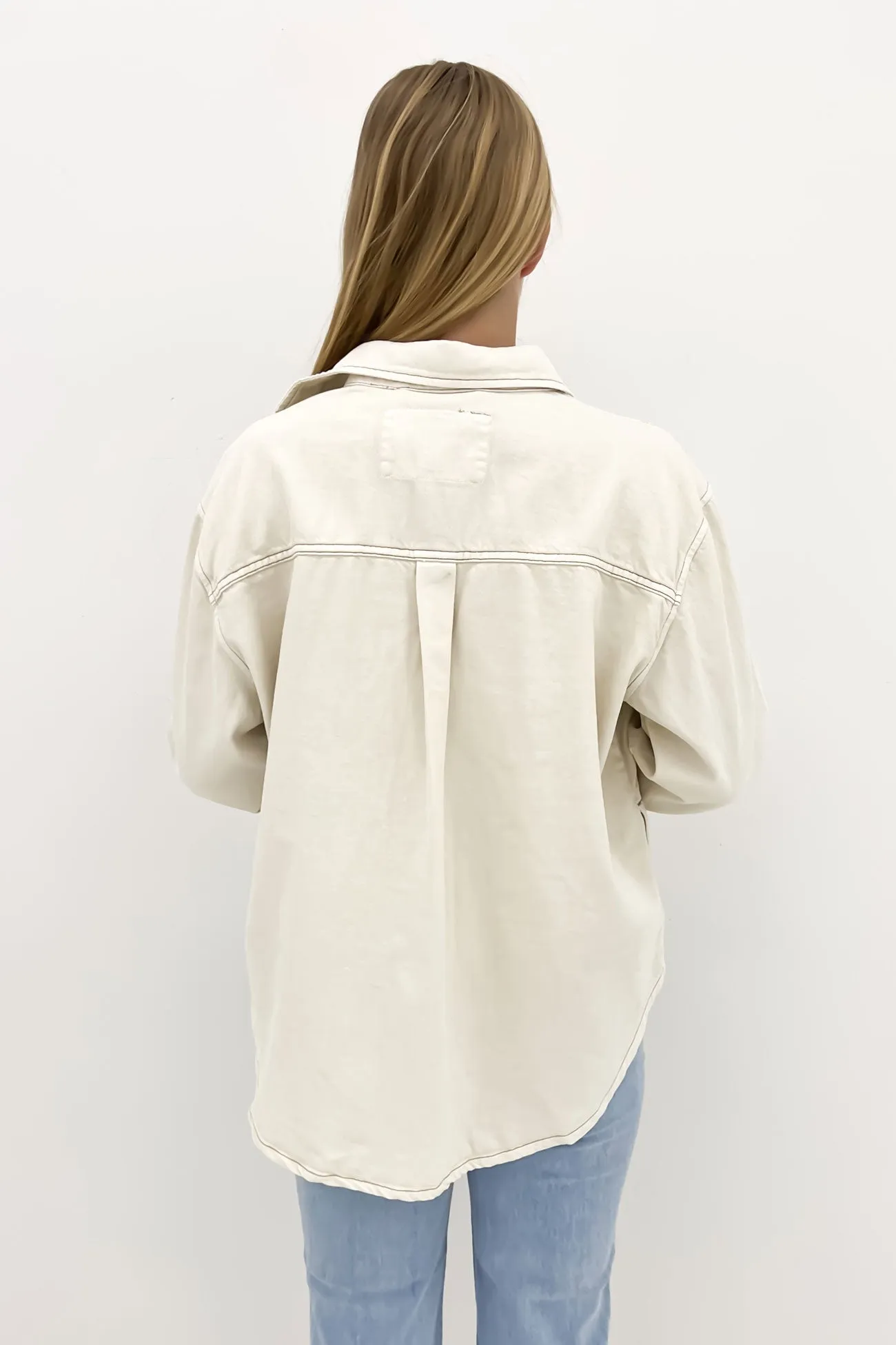 Daisy Denim Shirt Ecru All-Purpose Wear Multipocket Style