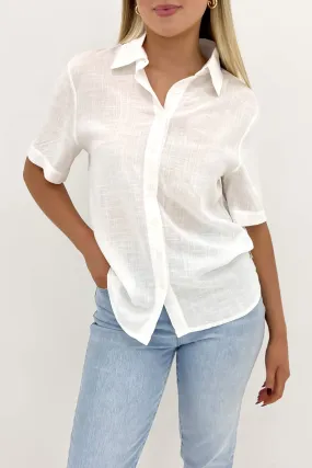 Geometric Shape Classic Lounge Shirt White