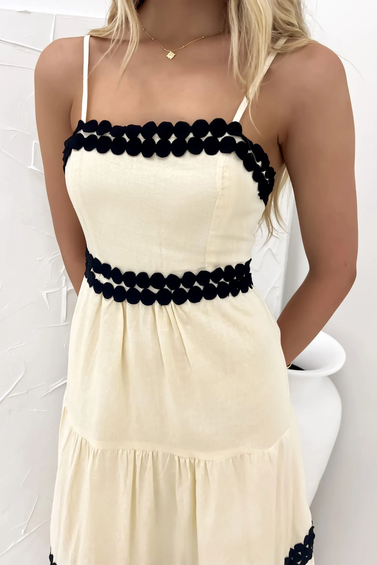 Aisley Midi Dress Cream Ethically-Made Luxe Touch