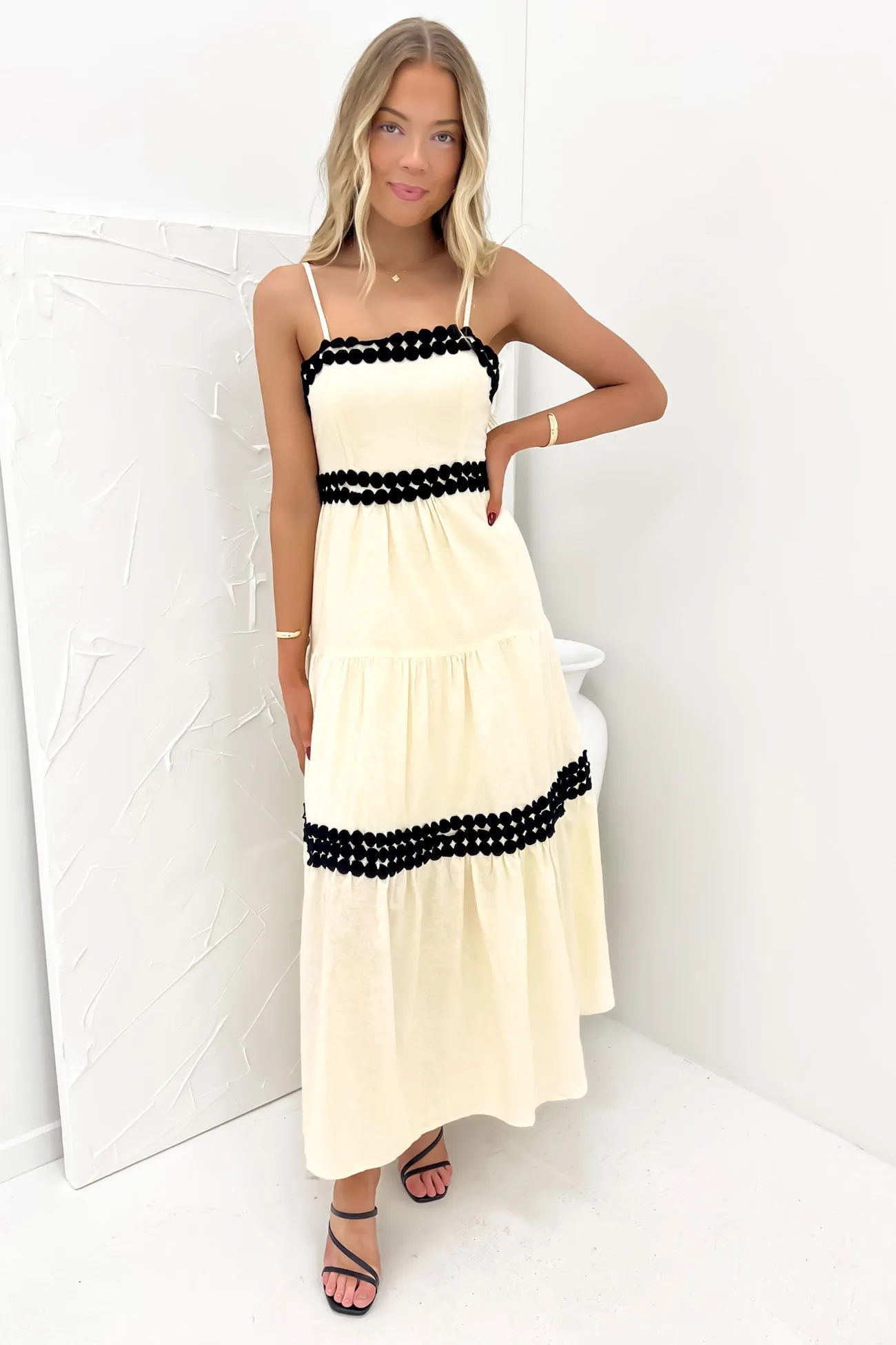 Aisley Midi Dress Cream Comfort Layer Urban Ease