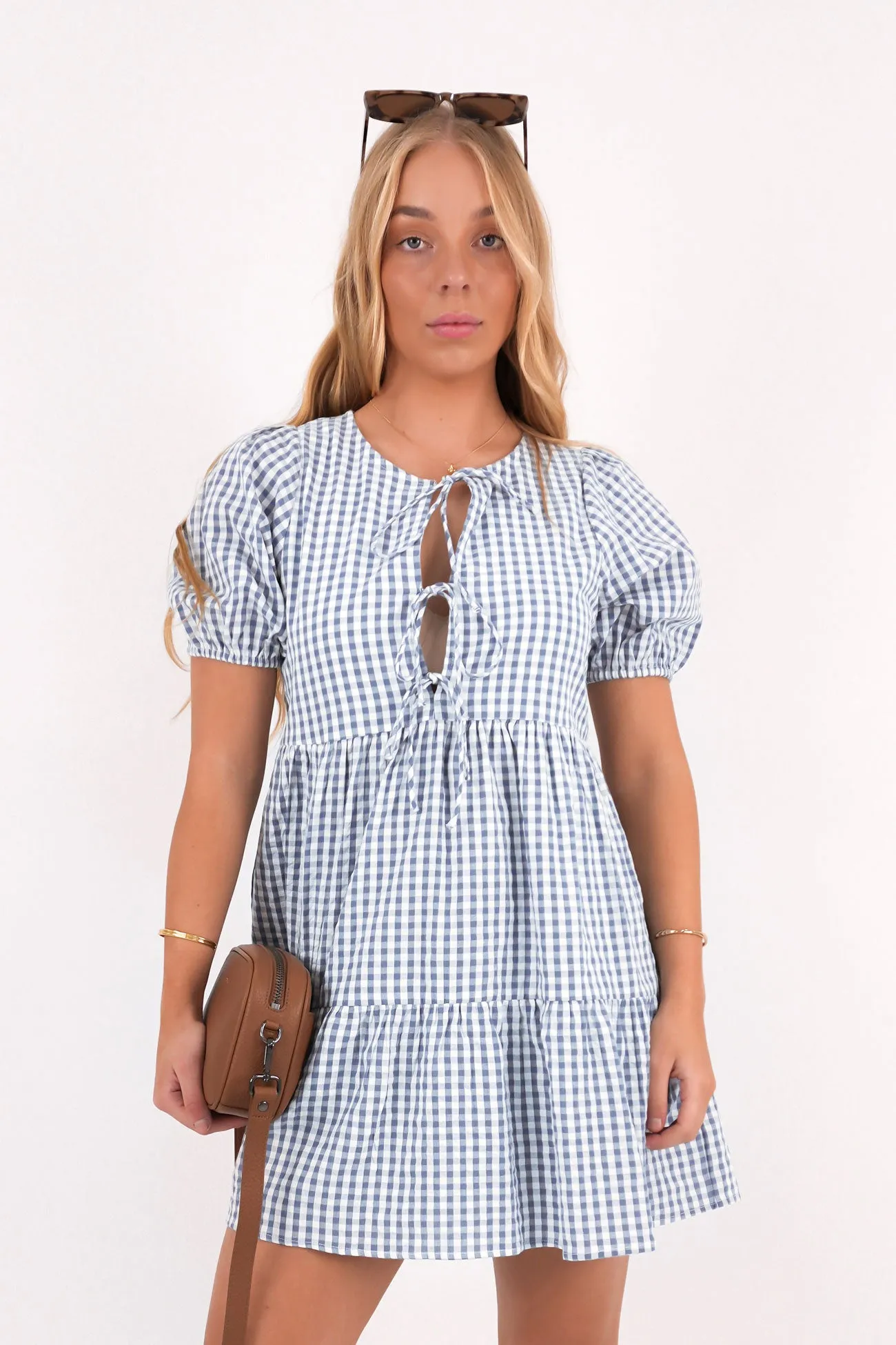 Micky Short Sleeve Mini Dress Check Sophisticated Line