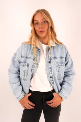 Flynn Sherpa Jacket Light Blue Pocket Placement Comfy Street Piece
