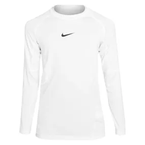 Nike Boys Pro Longsleeve Top - White Velvety Texture Zip - up